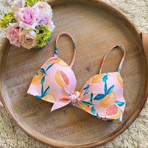 Shade & Shore Pink Citrus Print Bikini Top
